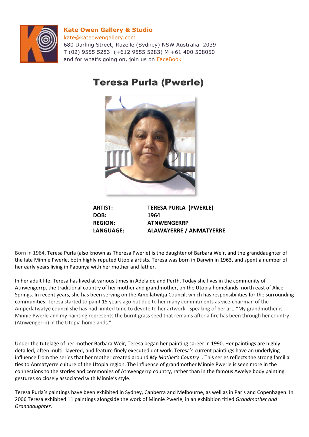 Teresa Purla Teresa Purla (Pwerle)