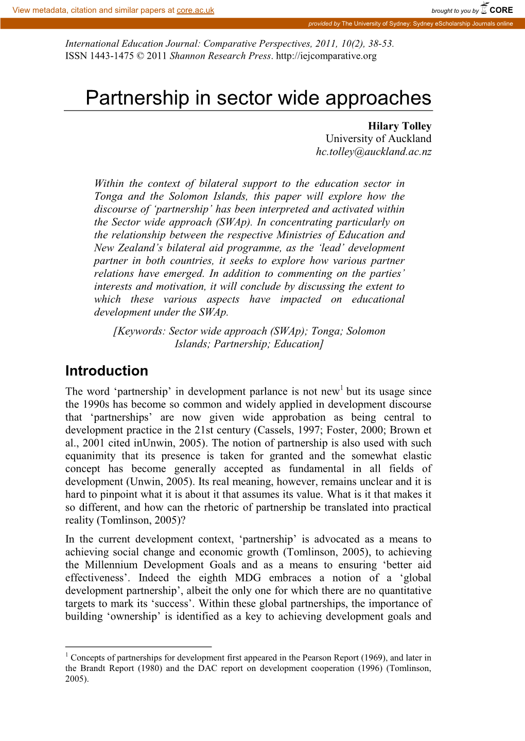 International Education Journal: Comparative Perspectives, 2011, 10(2), 38-53