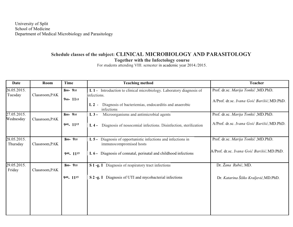 Department of Medical Microbiology and Parasitology