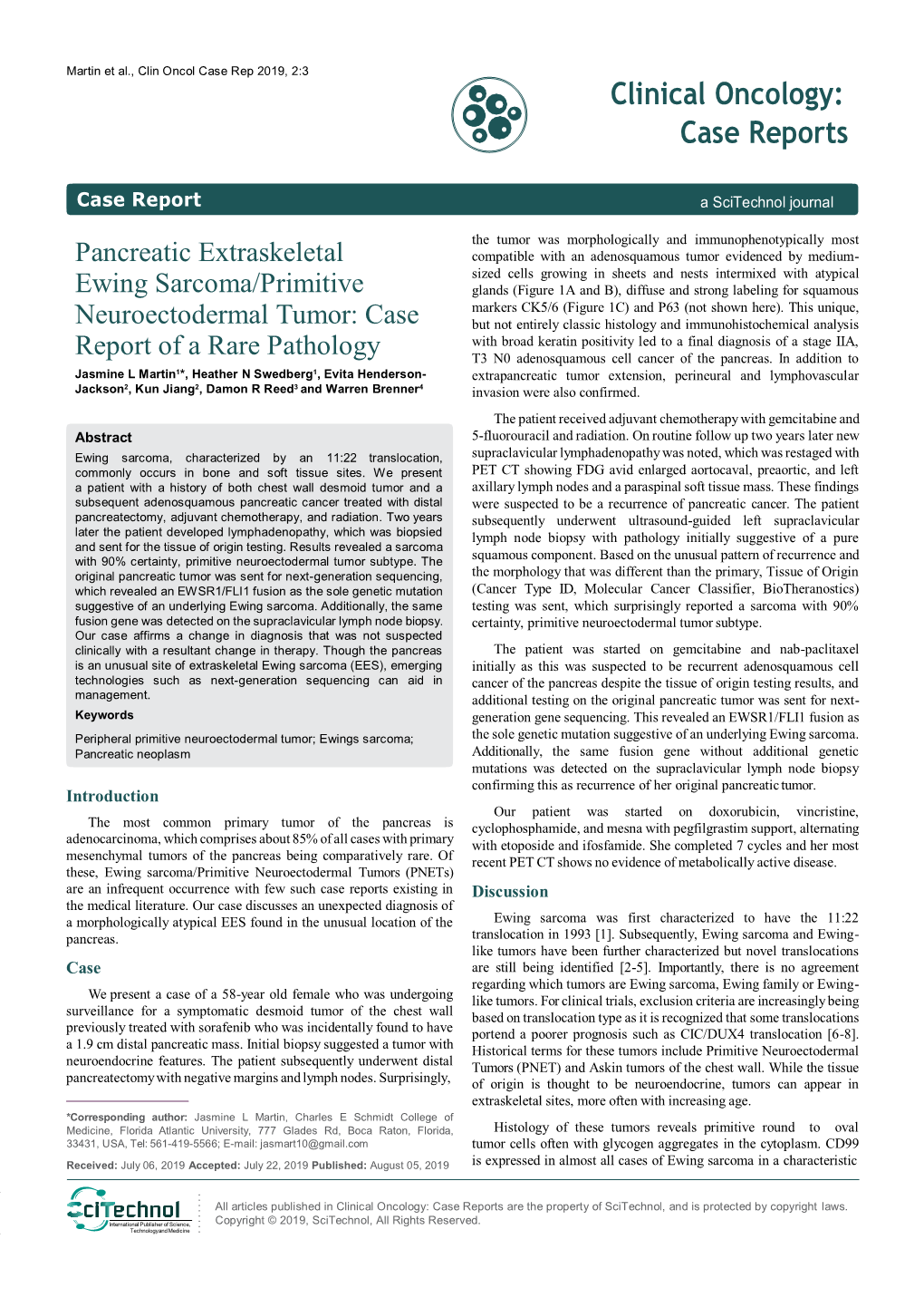 Pancreatic Extraskeletal Ewing Sarcoma/Primitive Neuroectodermal Tumor: Case Report of a Rare Pathology