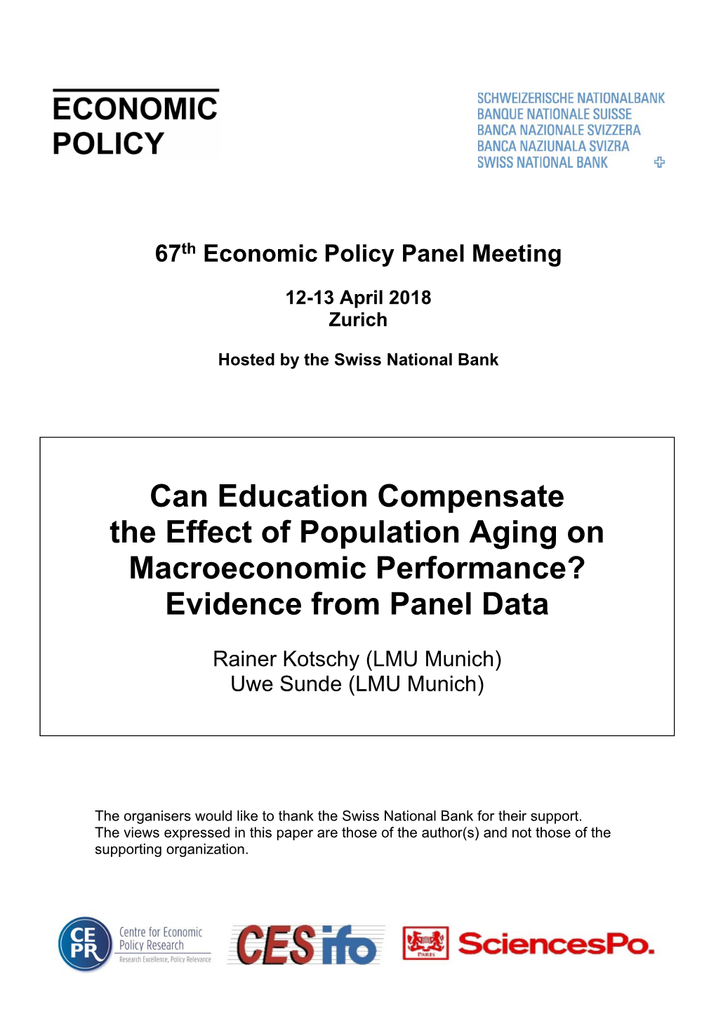 995 Effect of Population Aging on Macroeconomic Performance