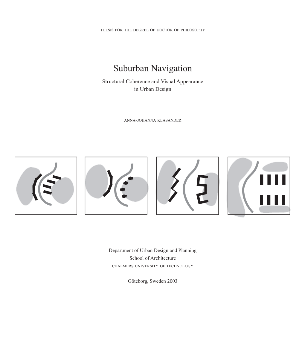 Suburban Navigation Structural Coherence and Visual Appearance in Urban Design