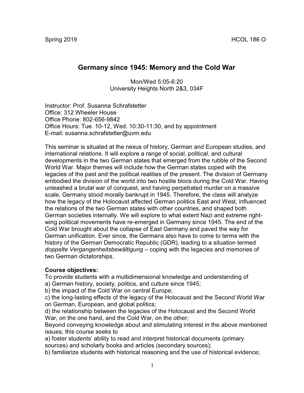 Germany Since 1945: Memory and the Cold War