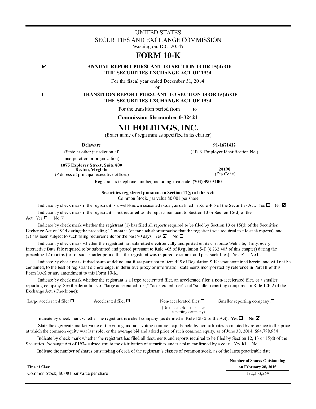 NII HOLDINGS, INC. (Exact Name of Registrant As Specified in Its Charter)