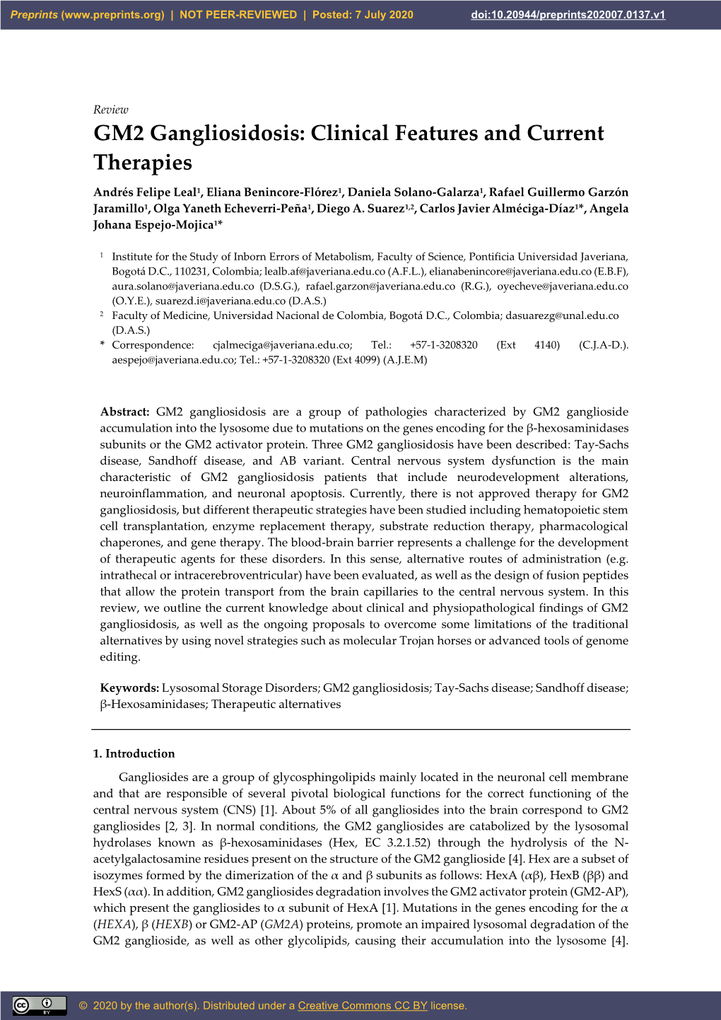 GM2 Gangliosidosis: Clinical Features and Current Therapies