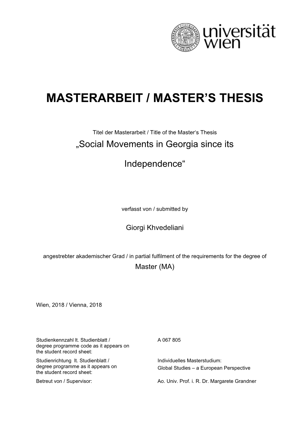 Masterarbeit / Master's Thesis