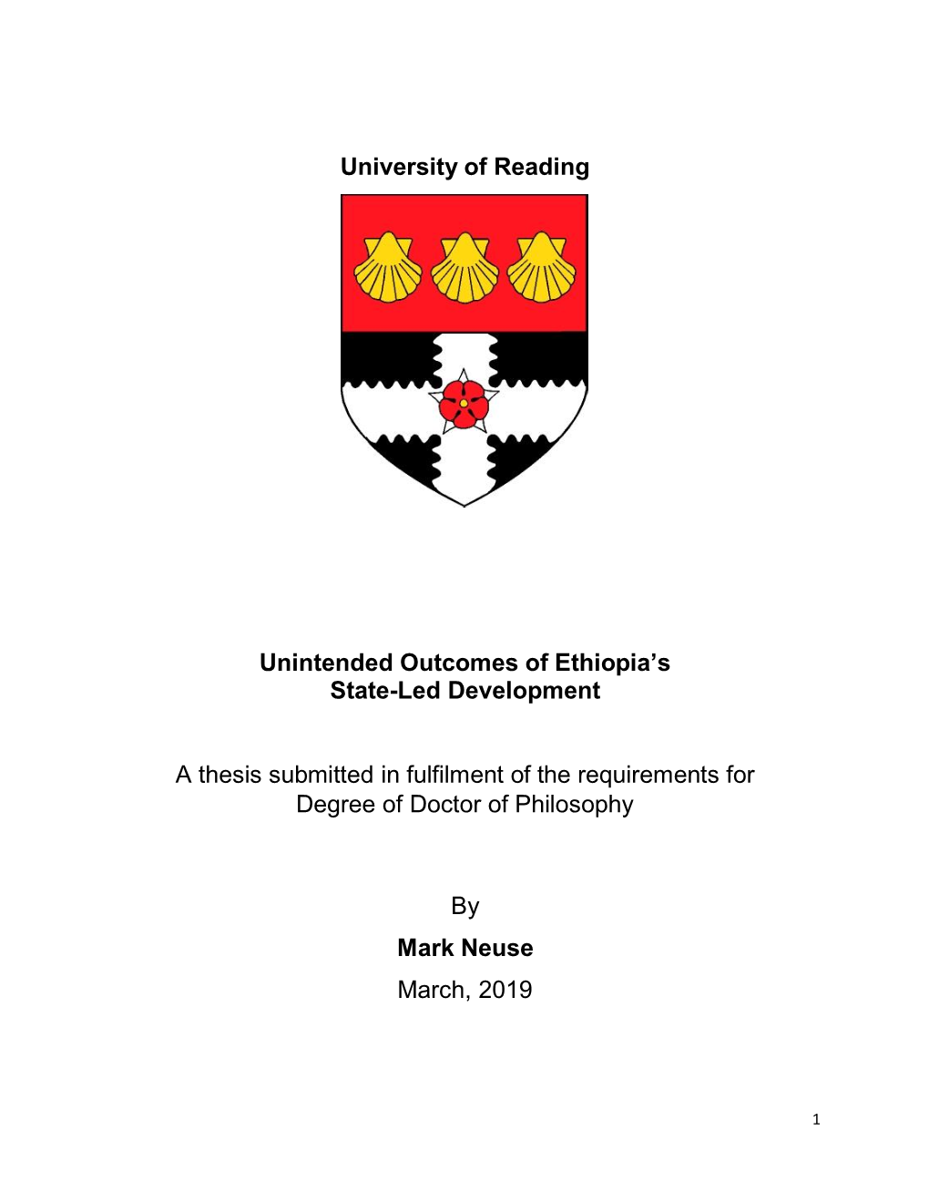 University of Reading Unintended Outcomes of Ethiopia's State-Led