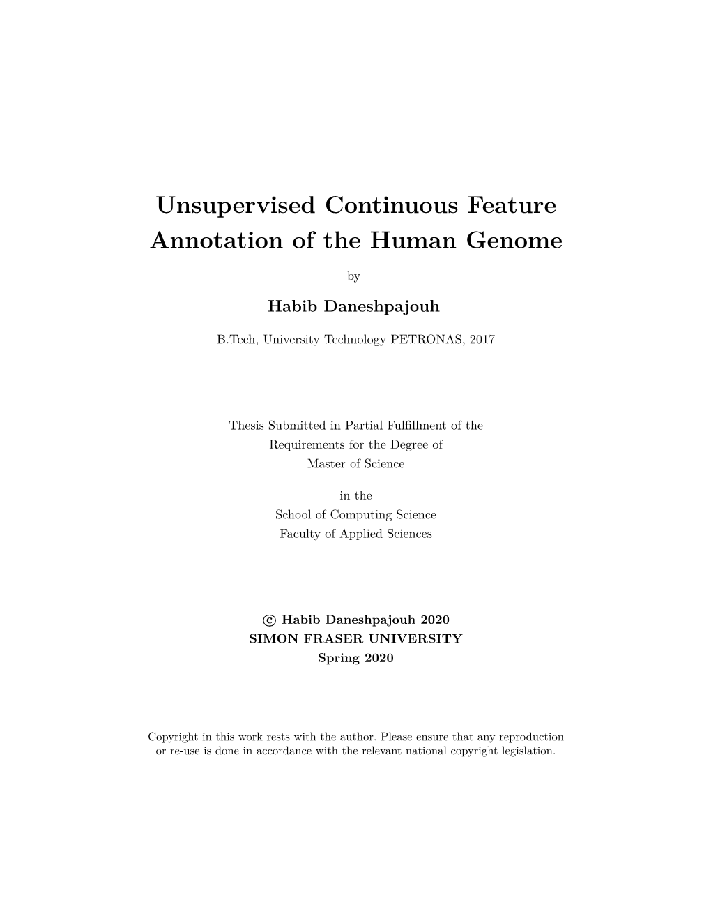 Unsupervised Continuous Feature Annotation of the Human Genome