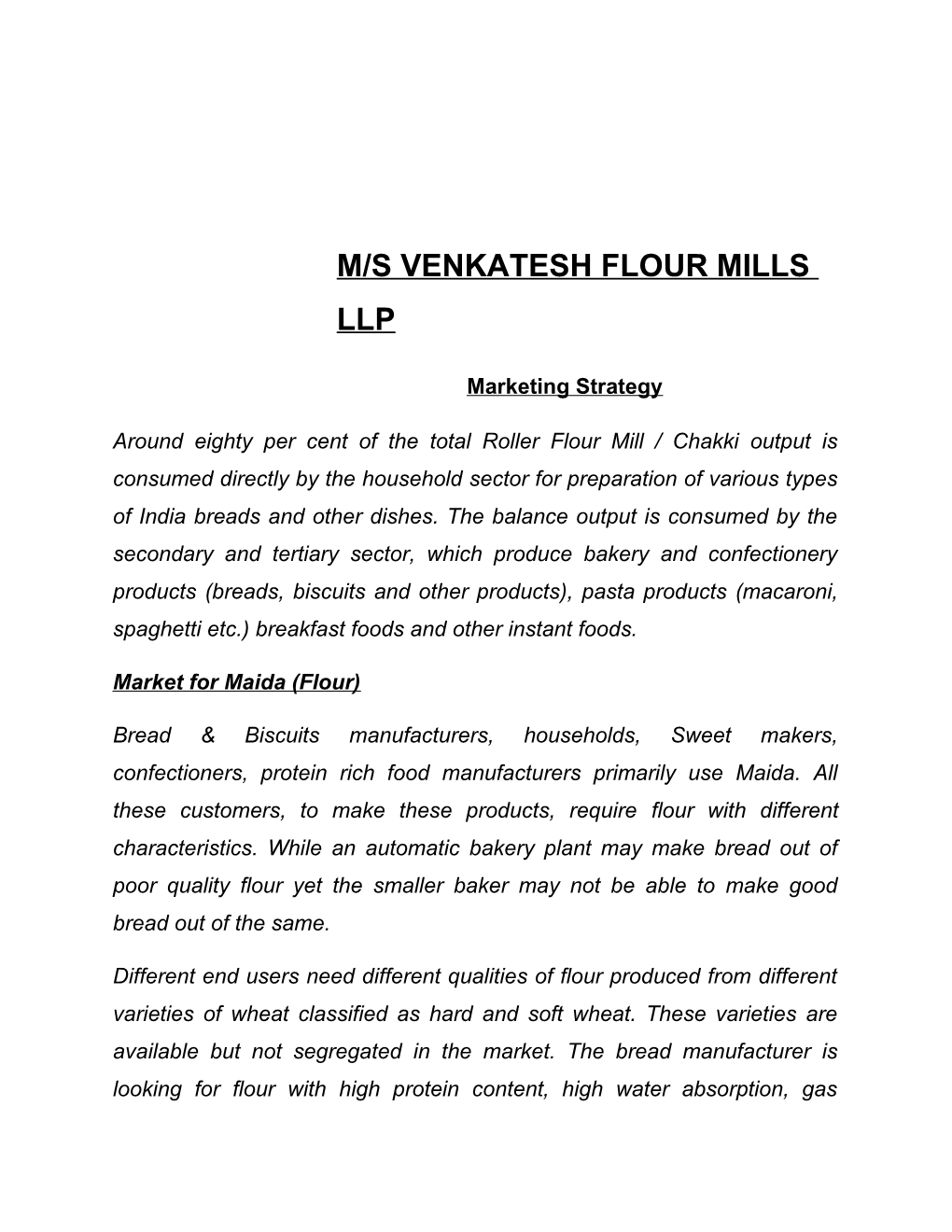 M/S Venkatesh Flour Mills Llp