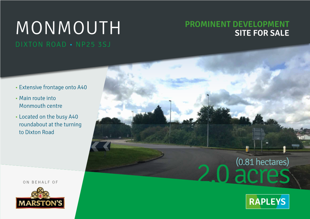 Monmouth Site for Sale Dixton Road • Np25 3Sj