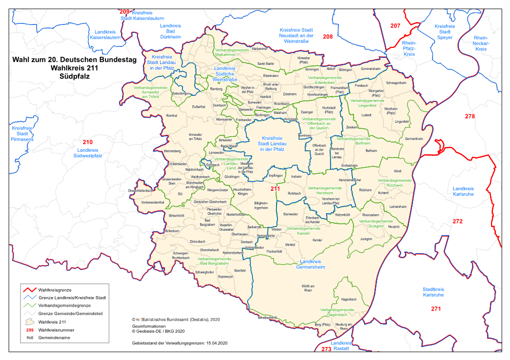 Wahl Zum 20. Deutschen Bundestag Wahlkreis 211 Südpfalz