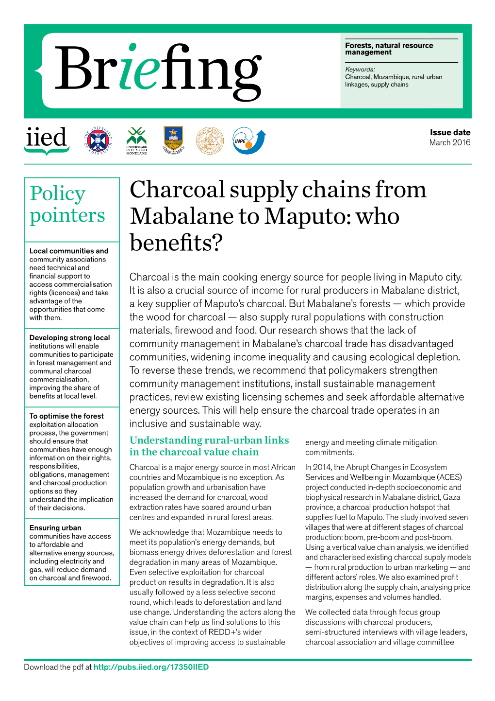Charcoal Supply Chains from Mabalane to Maputo