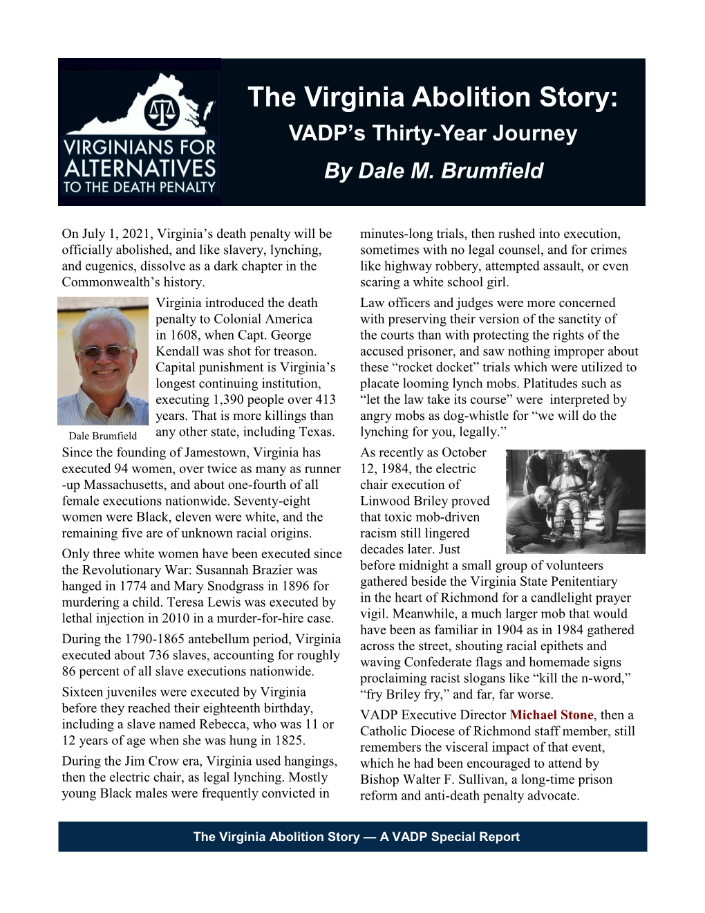 The Virginia Abolition Story: VADP’S Thirty-Year Journey by Dale M