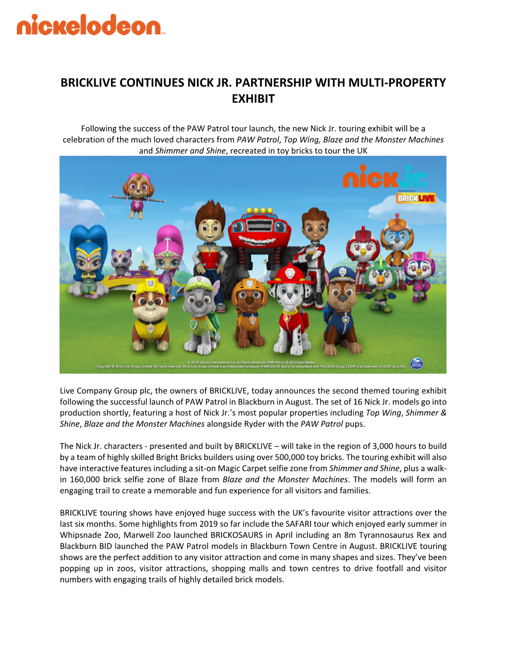 Nick Jr BRICKLIVE Press Release FINAL