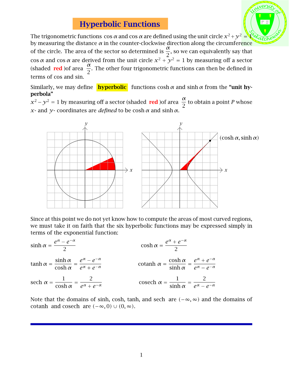 Hyperbolic Functions ET RIE