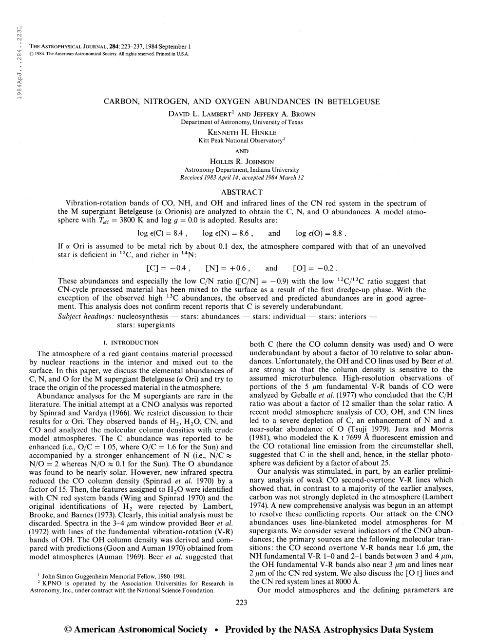 1984Apj. . .284. .223L the Astrophysical Journal, 284:223-237