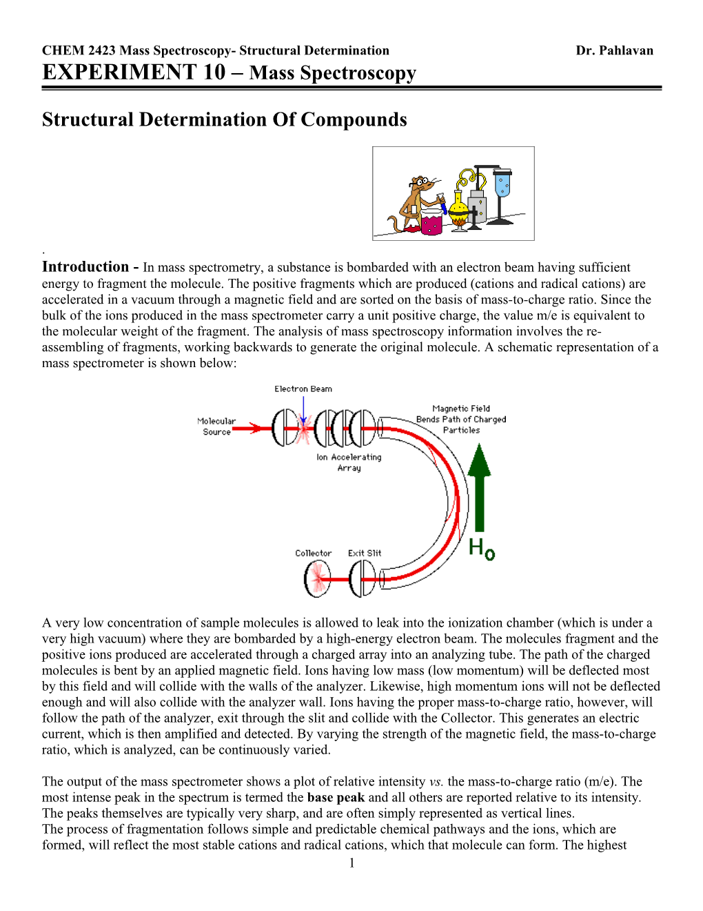 EXPERIMENT 10 Mass Spectroscopy