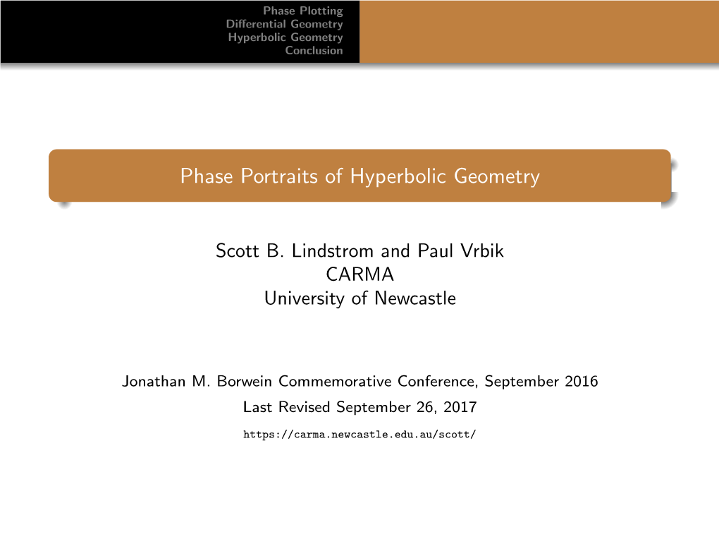 Phase Portraits of Hyperbolic Geometry