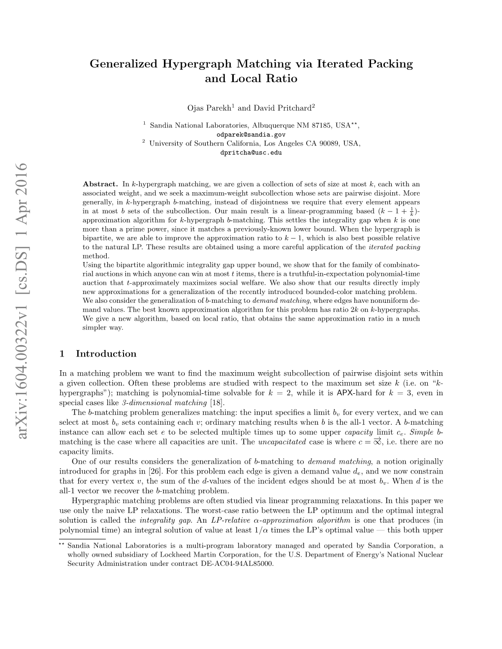 Generalized Hypergraph Matching Via Iterated Packing and Local Ratio