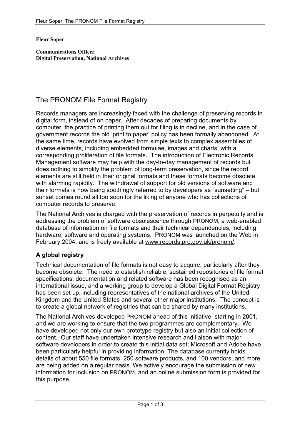 The PRONOM File Format Register