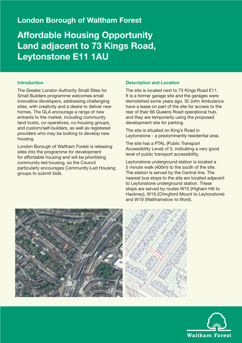 Affordable Housing Opportunity Land Adjacent to 73 Kings Road, Leytonstone E11 1AU