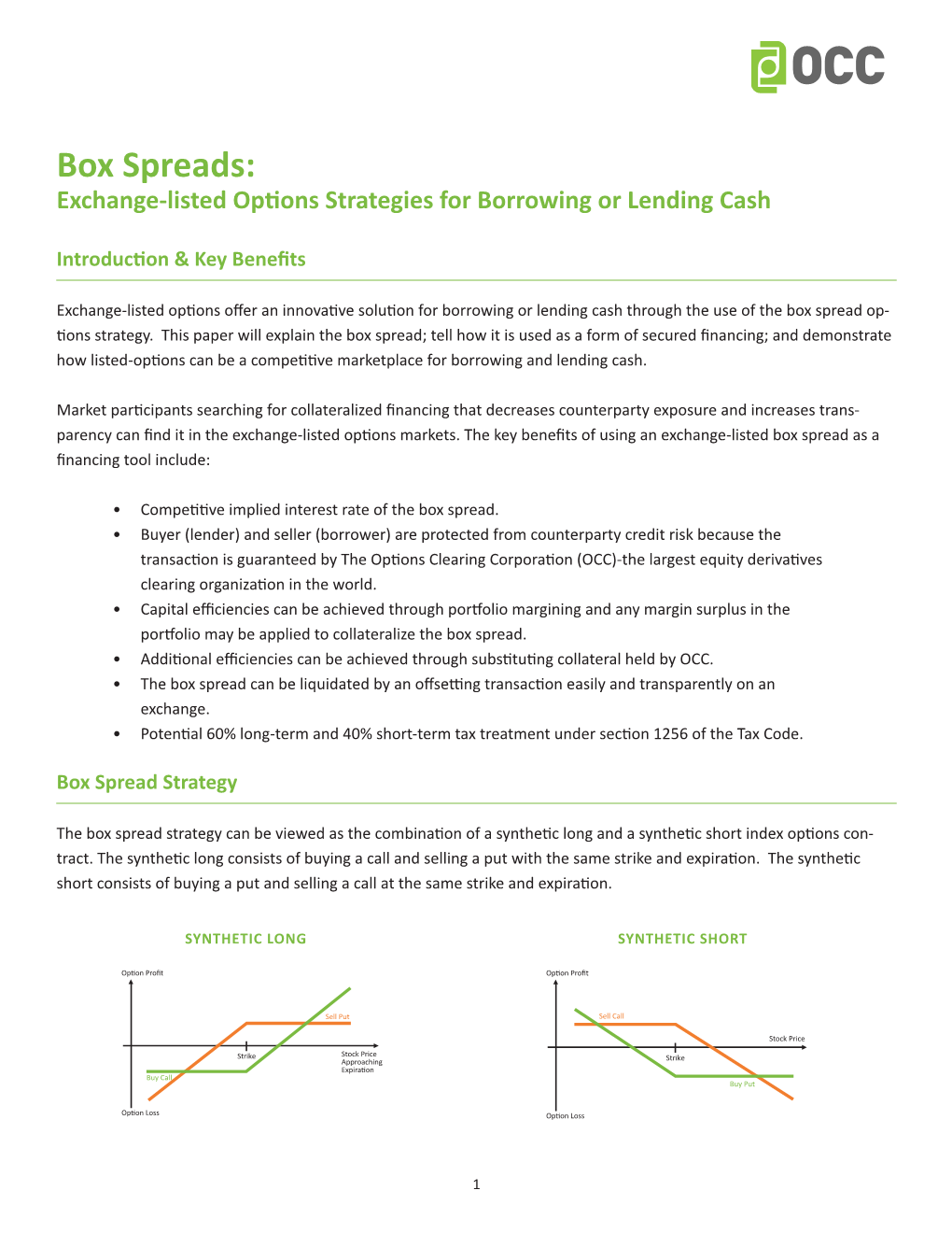 Box Spreads: Exchange-Listed Options Strategies for Borrowing Or Lending Cash