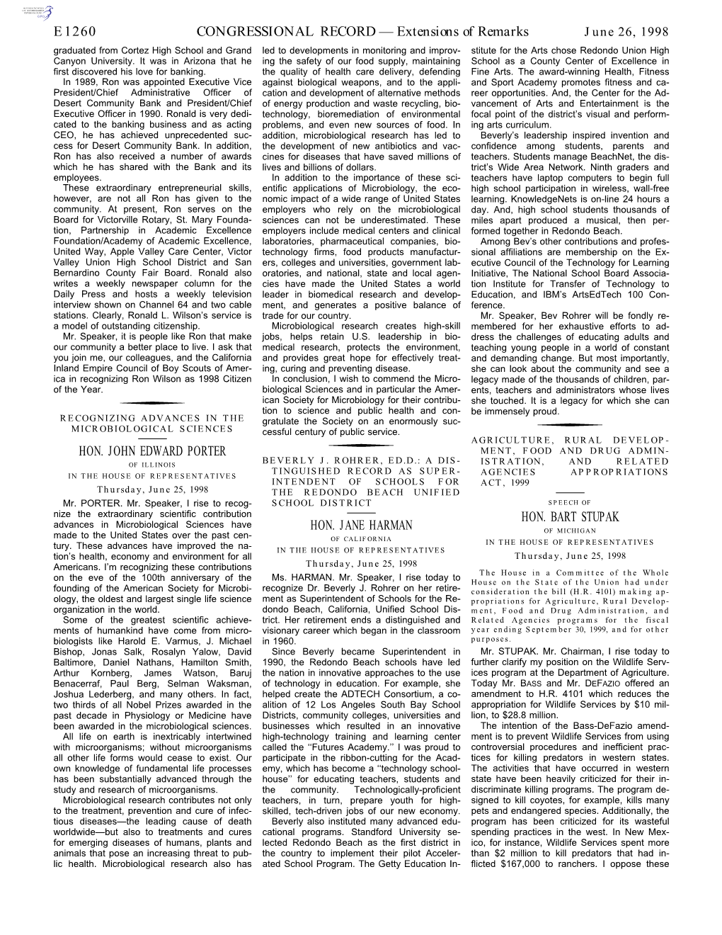 CONGRESSIONAL RECORD— Extensions of Remarks E1260 HON