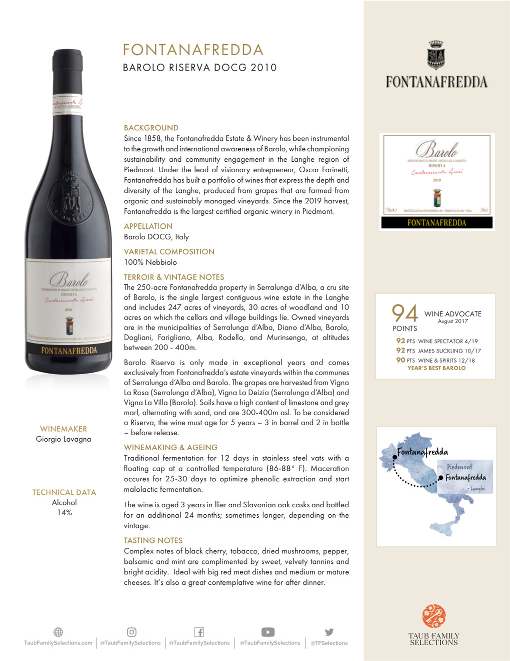 Fontanafredda Barolo Riserva Docg 2010