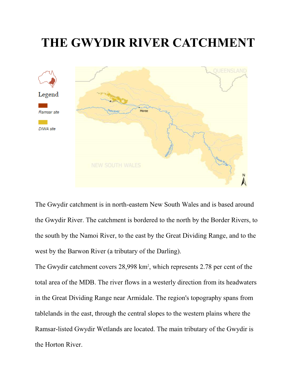 The Gwydir River Catchment