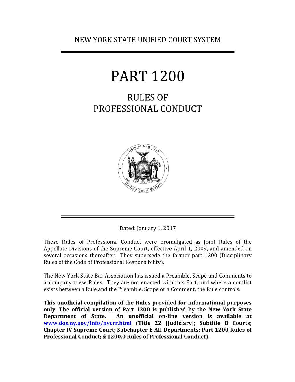 Part 1200 Rules of Professional Conduct