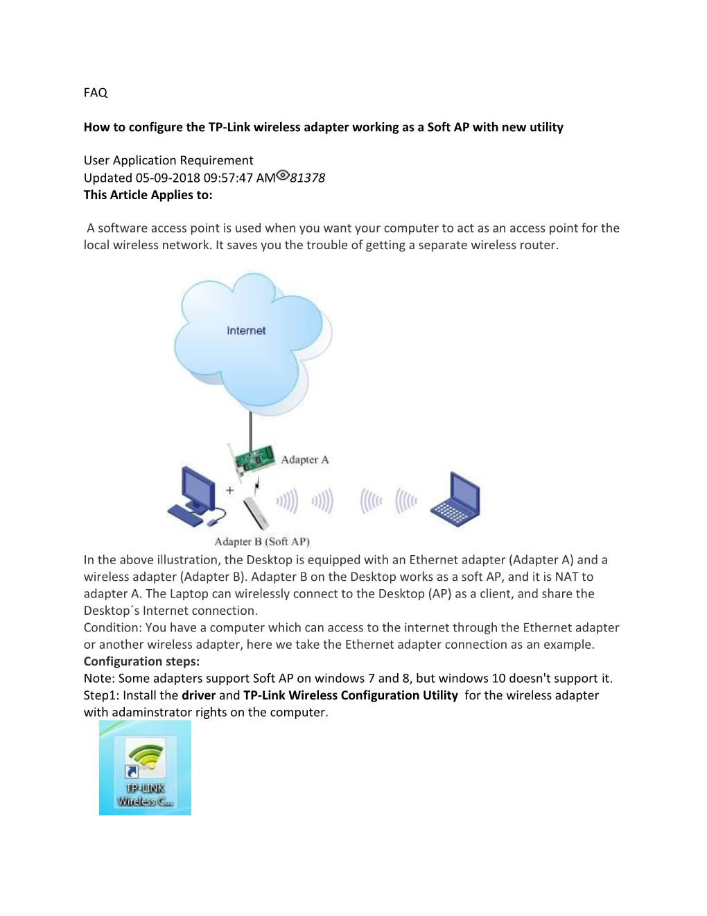 FAQ How to Configure the TP-Link Wireless Adapter Working As a Soft