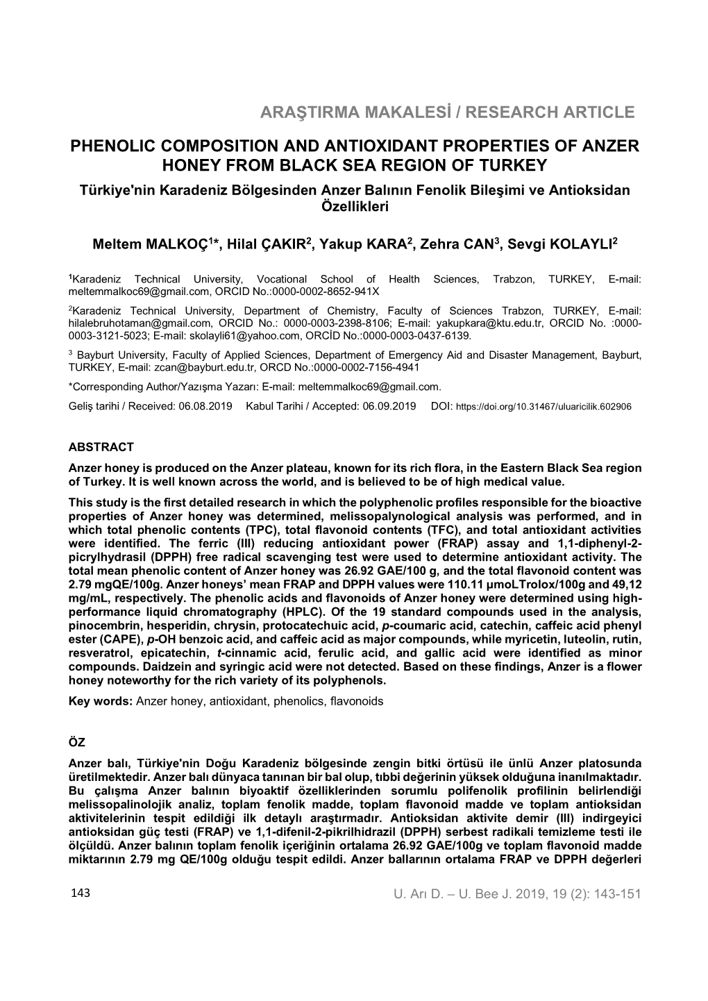 Phenolic Composition and Antioxidant Properties Of