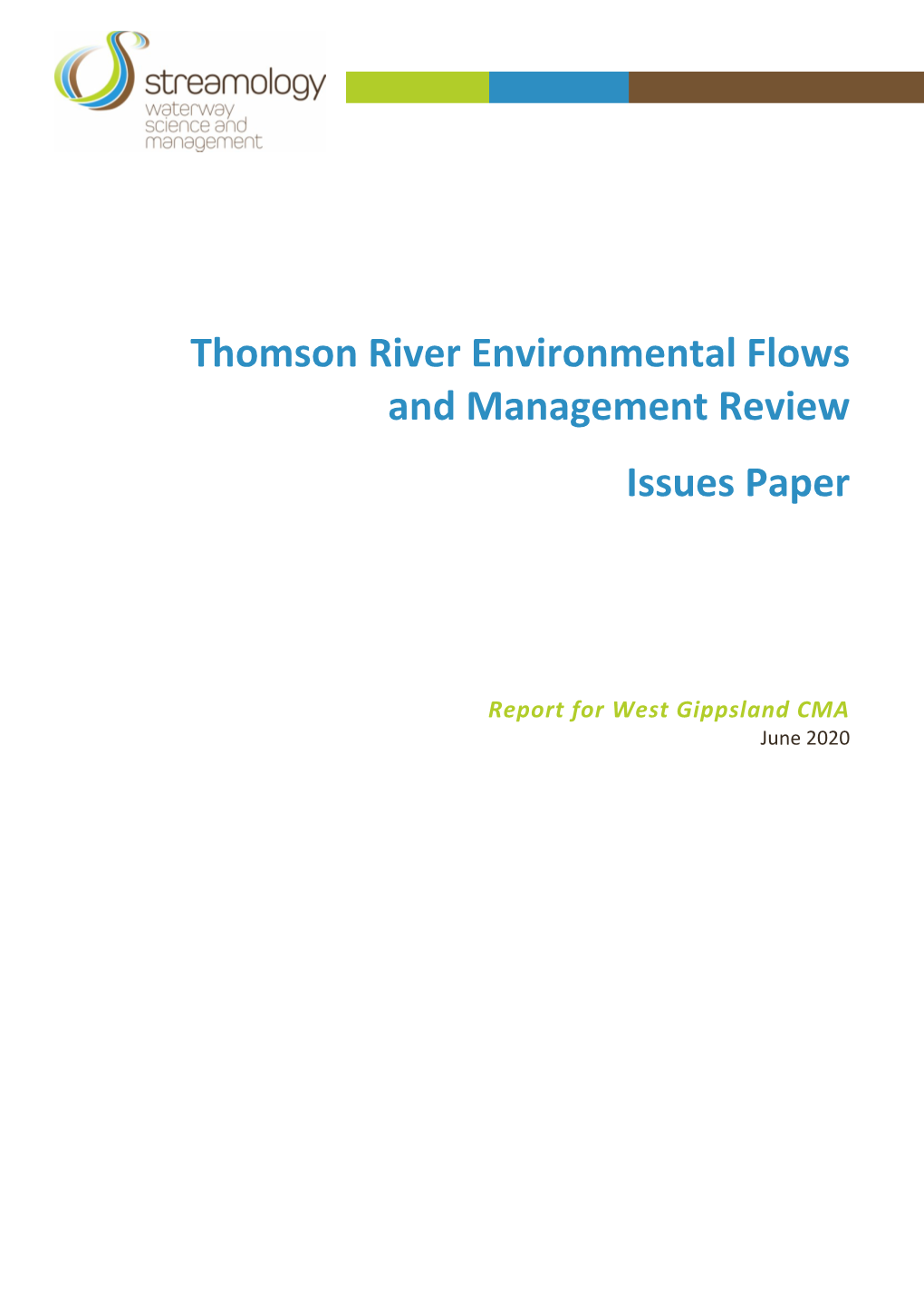 Thomson River Environmental Flows and Management Review Issues Paper