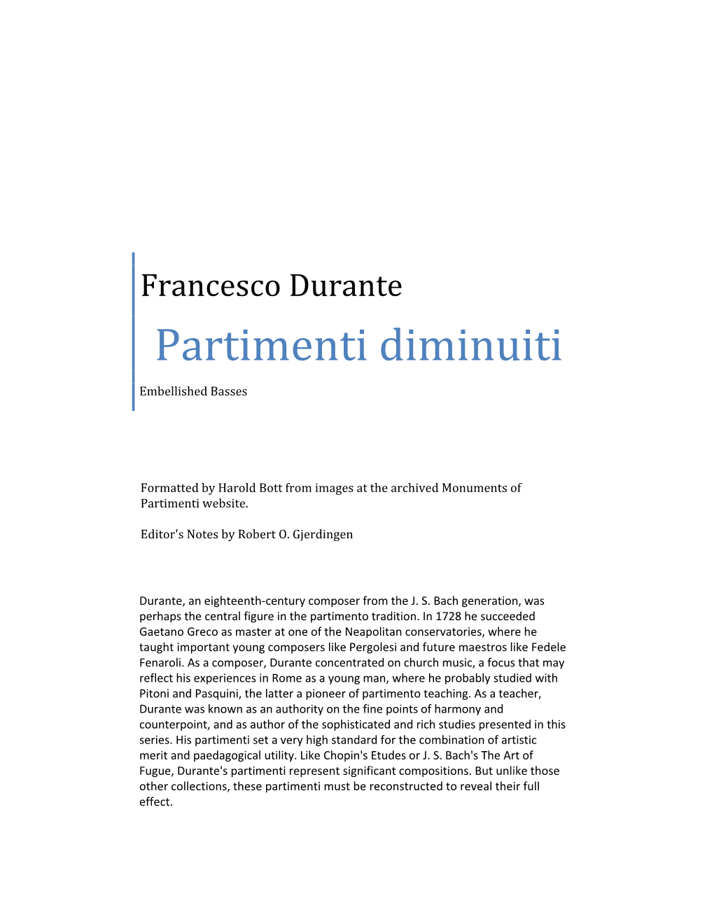 Francesco Durante Partimenti Diminuiti