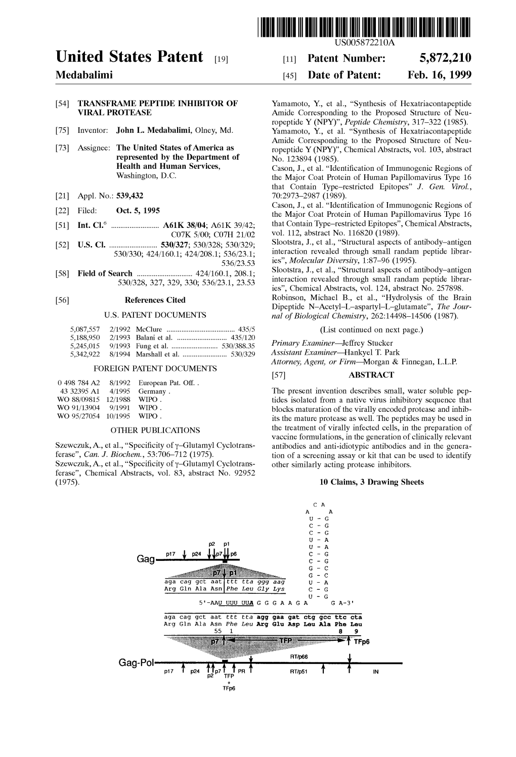 United States Patent (19) 11 Patent Number: 5,872,210 Medabalimi (45) Date of Patent: Feb