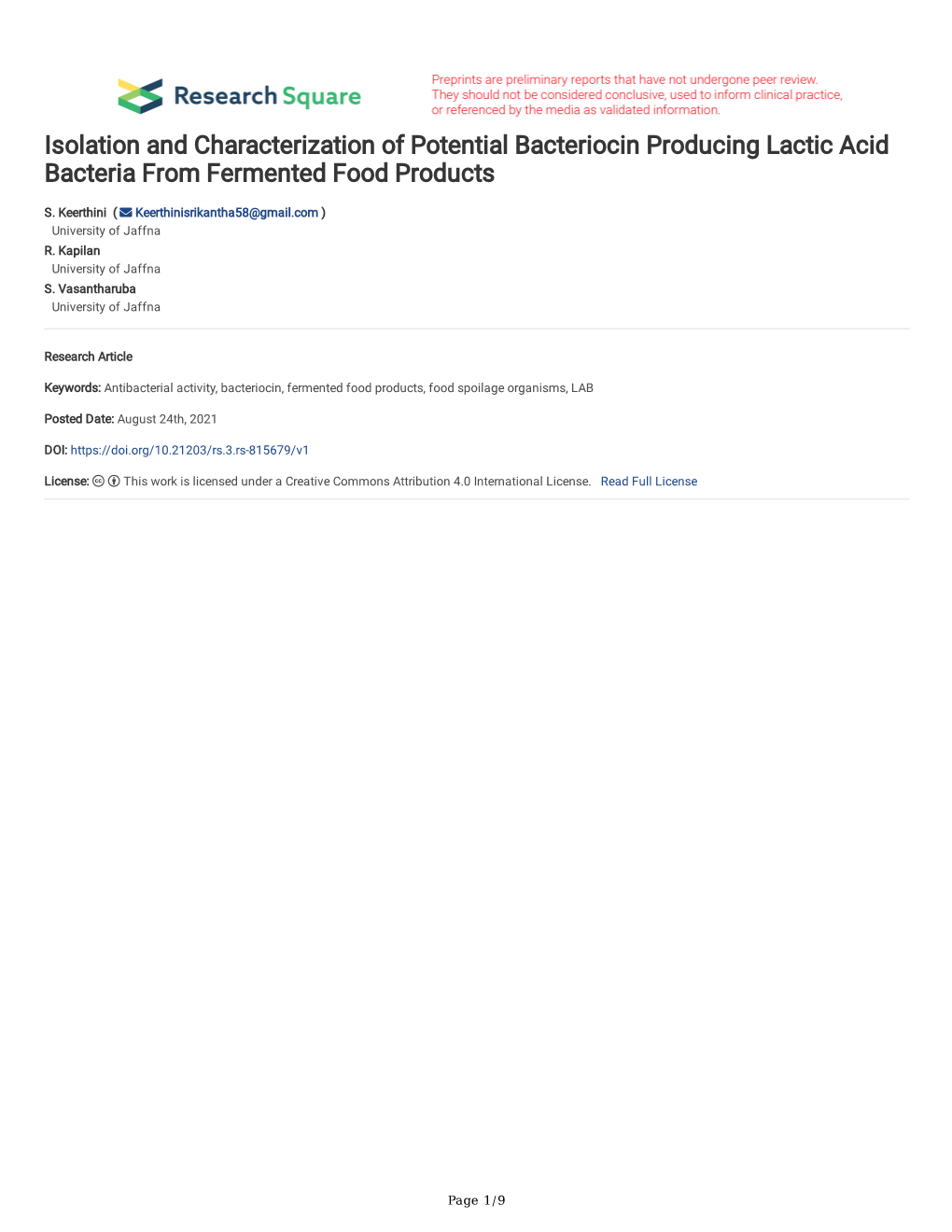 Isolation and Characterization of Potential Bacteriocin Producing Lactic Acid Bacteria from Fermented Food Products