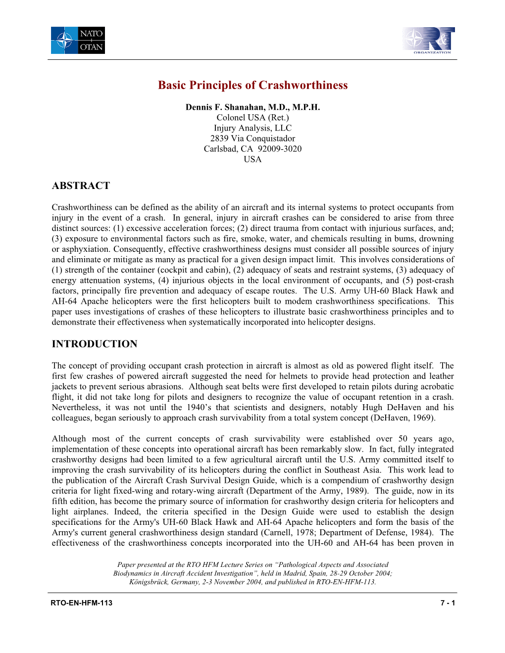 Basic Principles of Crashworthiness