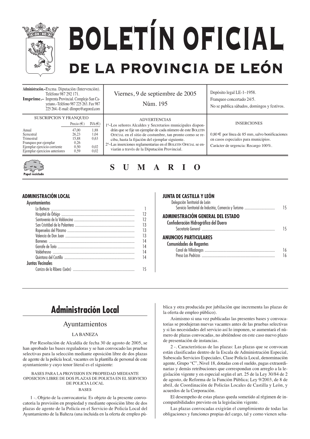 Boletín Oficial De La Provincia De León