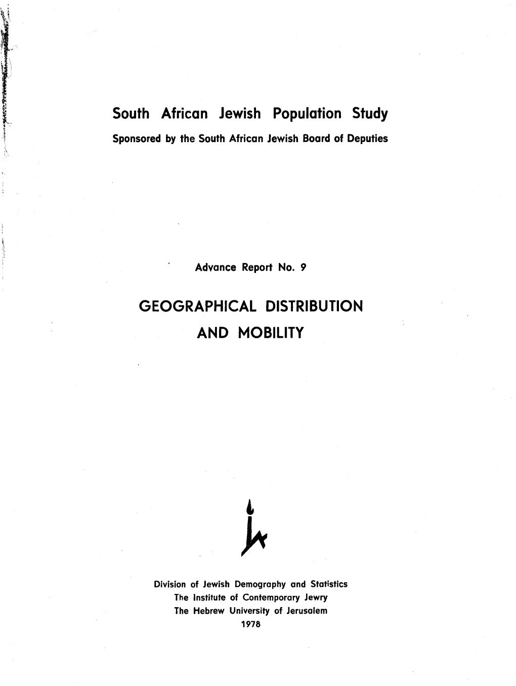South African Jewish Population Study GEOGRAPHICAL