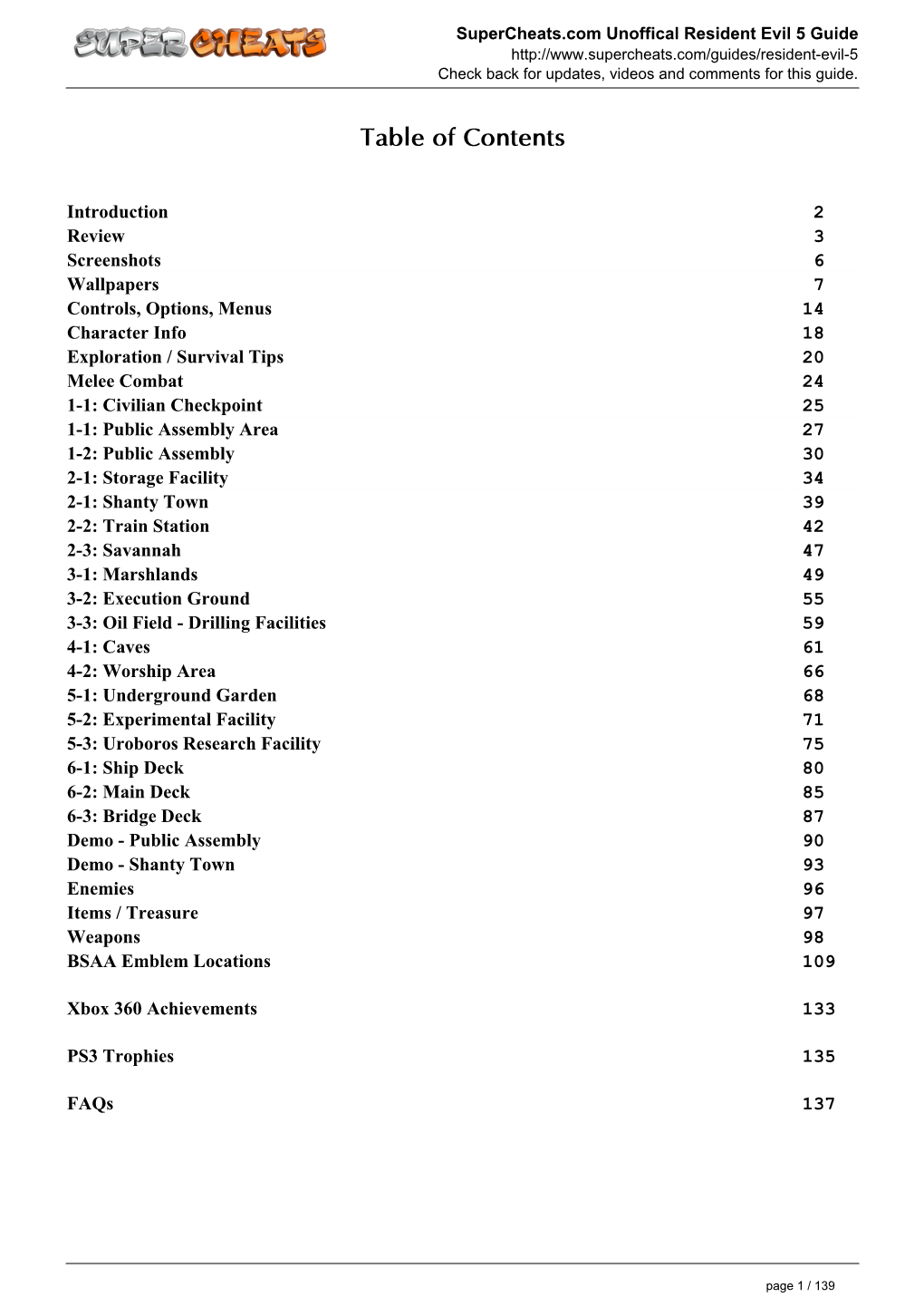 Resident Evil 5 Unofficial Guide