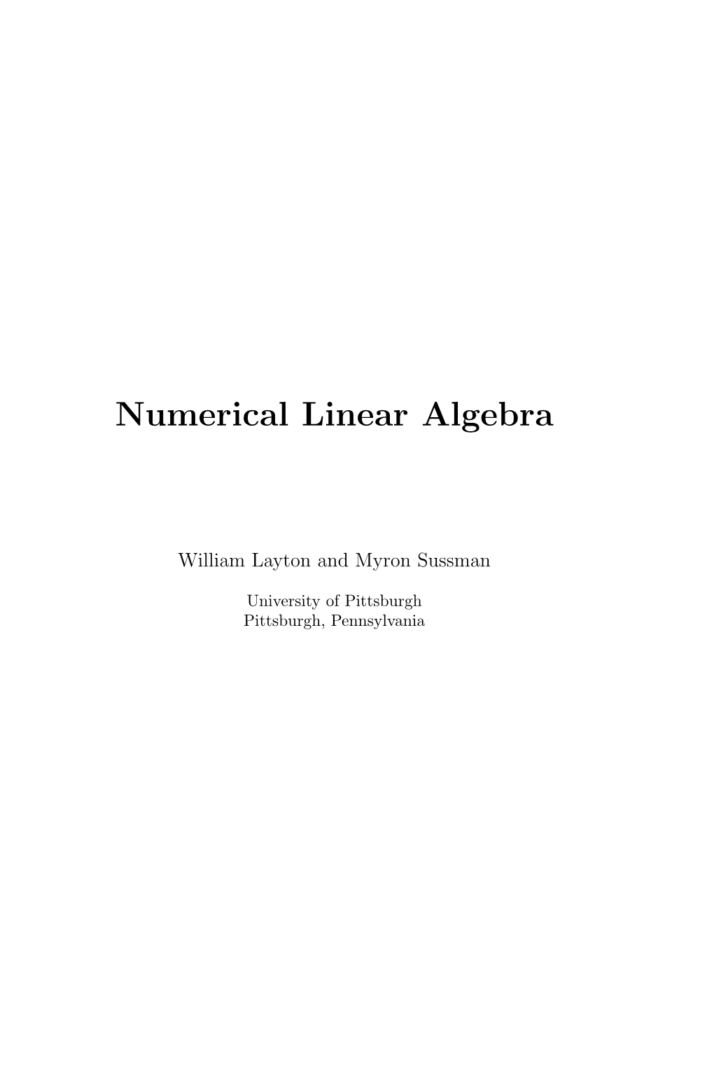 Numerical Linear Algebra