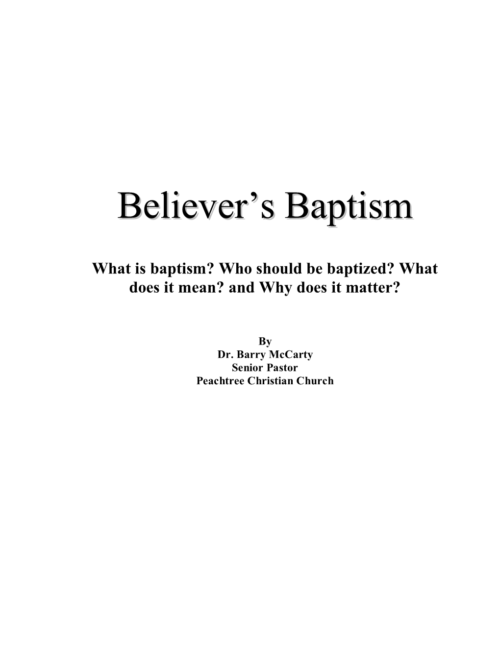 Believer's Baptism