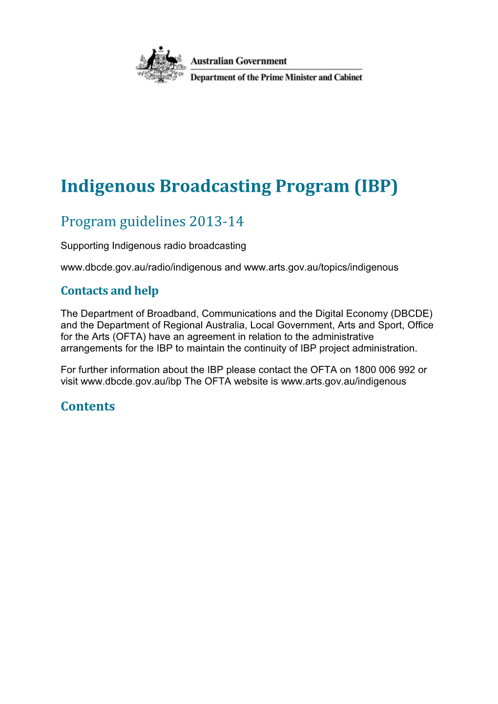 Indigenous Broadcasting Program (IBP)