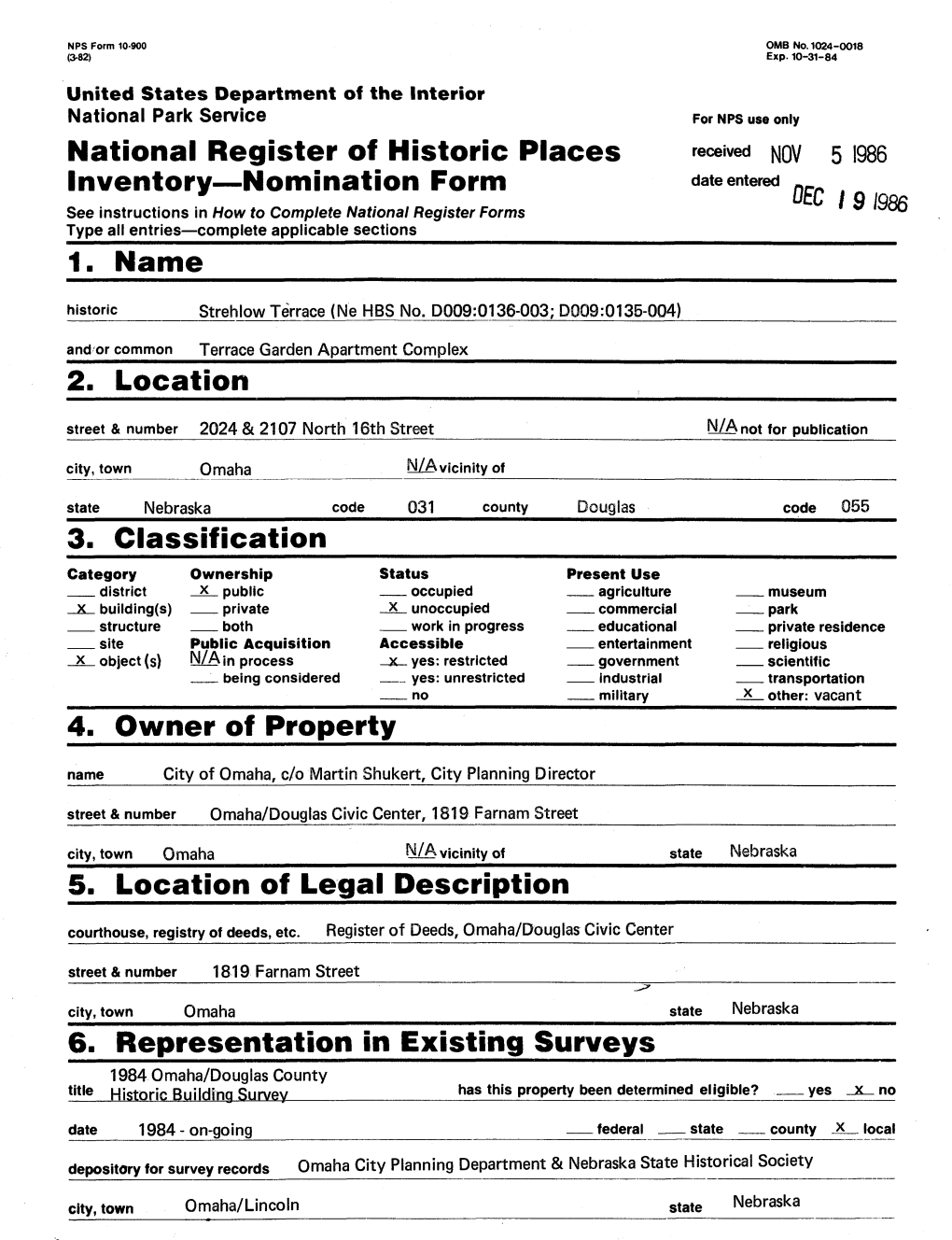 National Register of Historic Places Inventory Nomination Form 1