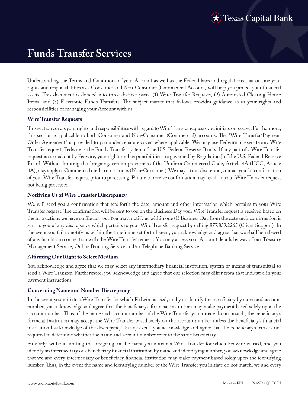 Funds Transfer Services