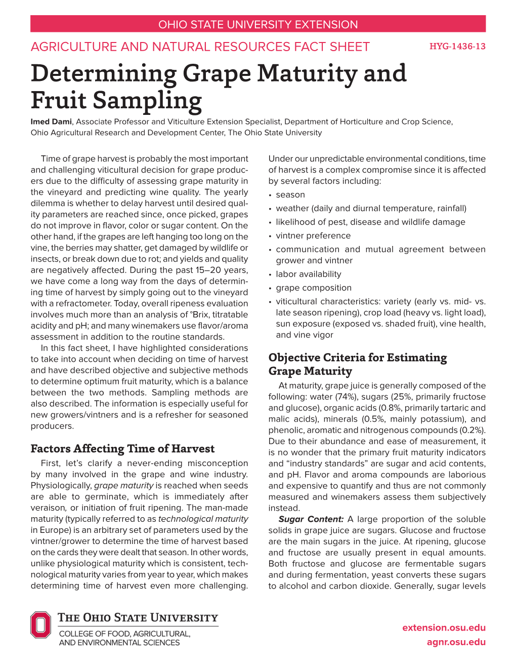 Determining Grape Maturity and Fruit Sampling
