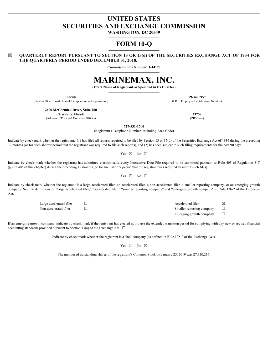 MARINEMAX, INC. (Exact Name of Registrant As Specified in Its Charter)