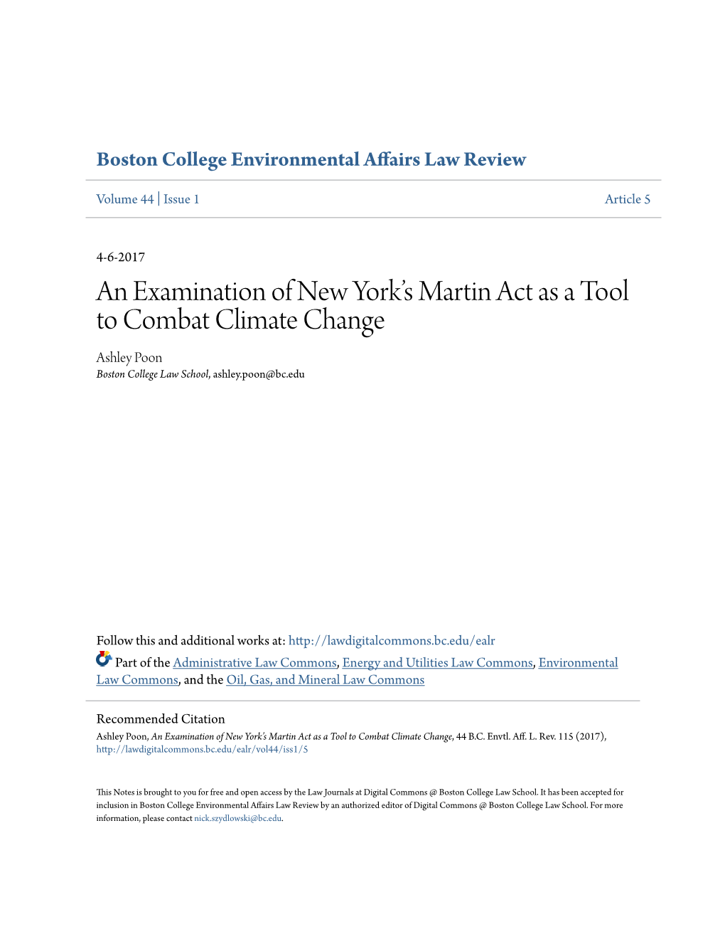 An Examination of New Yorkâ•Žs Martin Act As a Tool to Combat