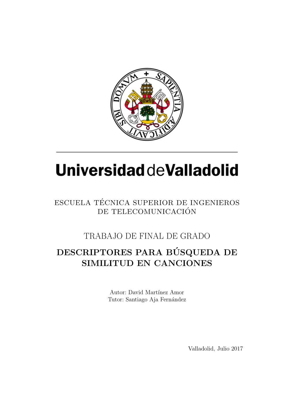 Trabajo De Final De Grado Descriptores Para B´Usqueda De Similitud En