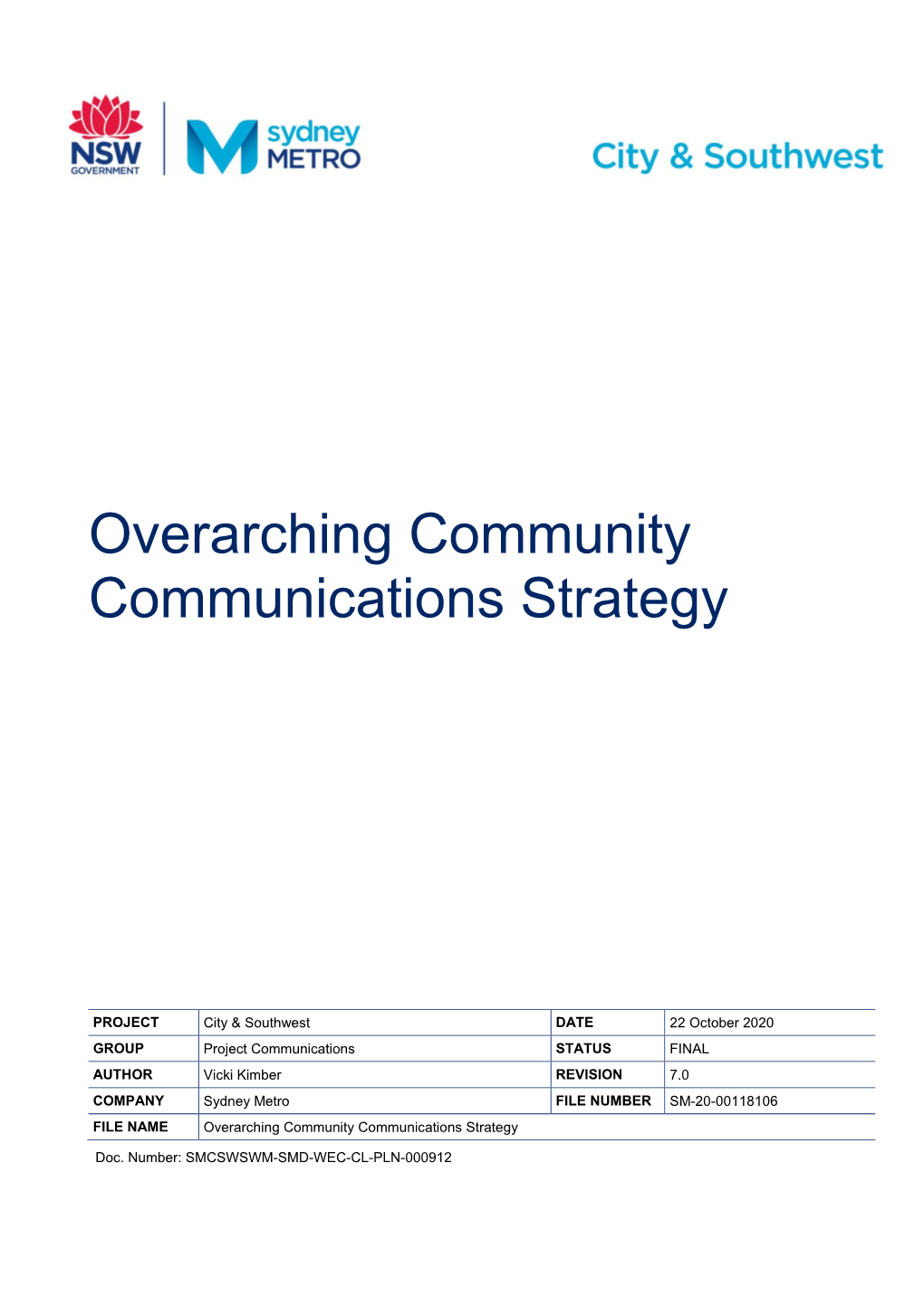 Overarching Community Communications Strategy